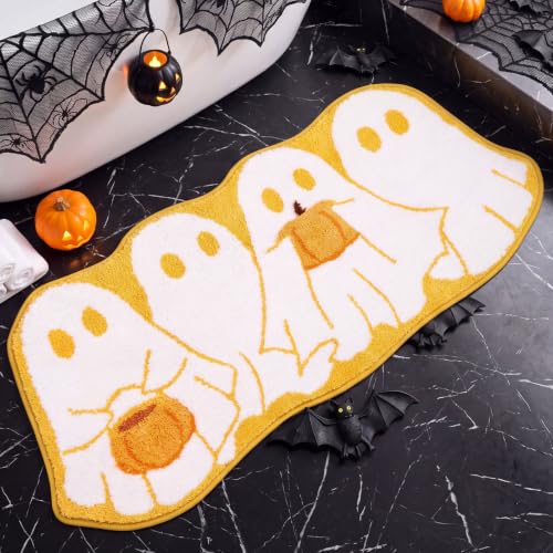 Halloween Ghost Bathroom Rug - 39.4 x 19.7 Inch Absorbent Non Slip Bath Mat - Cute Fall Decor