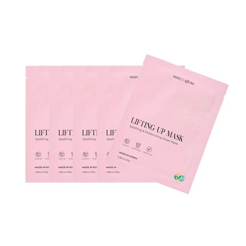 Sun & Glow Vegan Lifting Up Mask - Herbal Ingredients for Soothing & Moisturizing Sensitive Skin | 5 Packs (0.88oz Each)