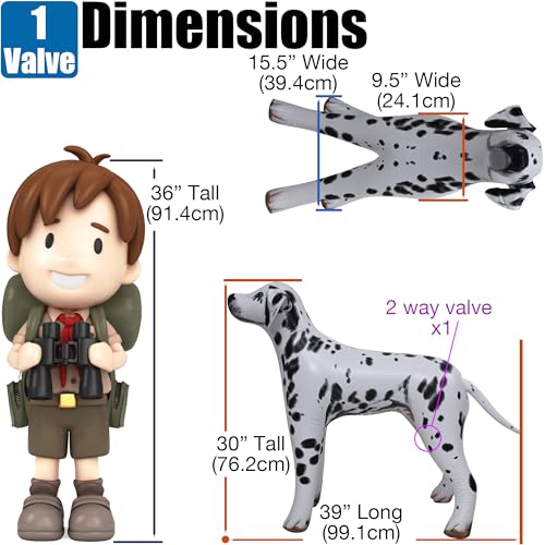 Inflatable Dalmatian Dog Decor Figure - 39" Black & White Pet Toy & Party Prop - Variation: Dalmatian Black/White