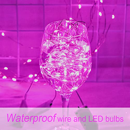 Pink Fairy String Lights 24 Pack 20 LED 7.2ft Copper Wire for Wedding Party Decor