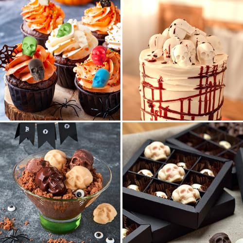 Mini Skull Silicone Molds for Halloween Candies & Decorations - 2 Pcs, 100 Cavities