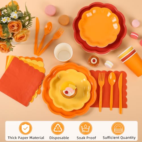 Fall Orange Paper Plate and Napkins Set for 24 Guests - Variation of THIS listing