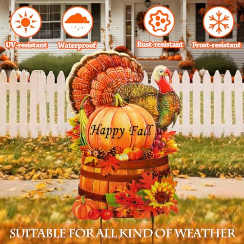 Thanksgiving Metal Turkey Garden Stake Decor - Fall Outdoor Yard Decoration - Variation of Turkey