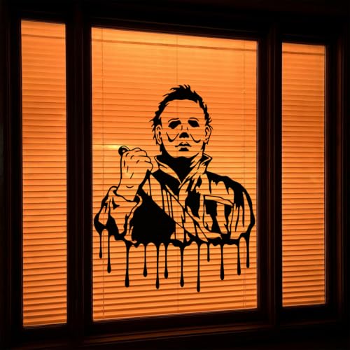 Halloween Horror Window Clings Set - Spooky Silhouette Decals for Doors & Glass