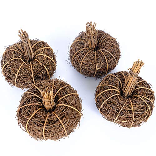 Artificial Mini Pumpkins Set of 4 for Fall Halloween Thanksgiving Decor
