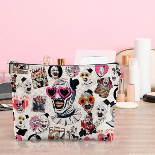 Horror Movie Clown Cosmetic Bag Small Makeup Organizer with Zipper