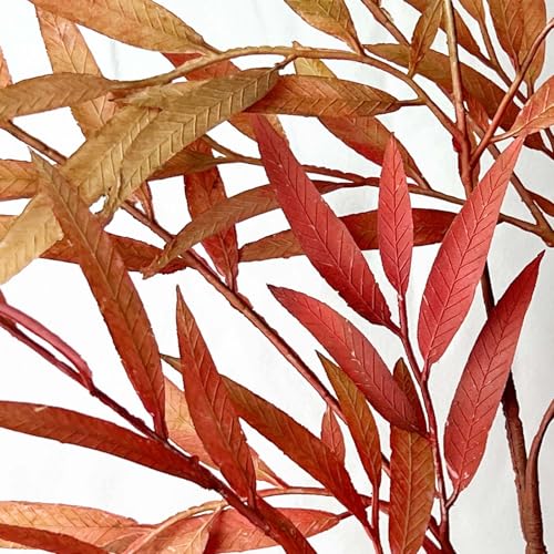Artificial Fall Leaves Stems Set – 4 Bundles, Lush Autumn Foliage for Decor