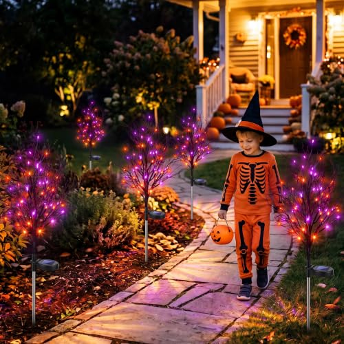 Outdoor Solar Halloween Tree Lights Set - Waterproof 31.5 Inch Decoration