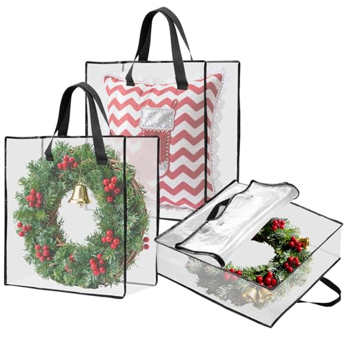Large Clear Wreath Storage Bags Set - 26 Inch Garland & Holiday Decoration Organizer