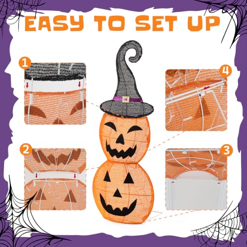 36-Inch Lighted Halloween Pumpkin Decorations with 36 LEDs - Pumpkin Variation