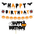Halloween Birthday Banner with Glitter Black & Orange Decorations