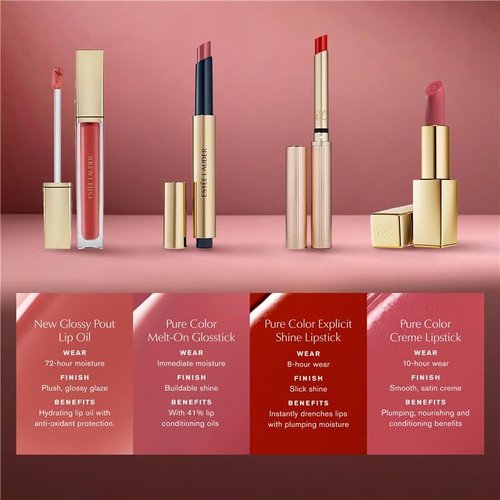 Estée Lauder Glossy Pout Lip Oil - Plumping & Moisturizing Sheer Tint with Hyaluronic Acid & Vitamin E