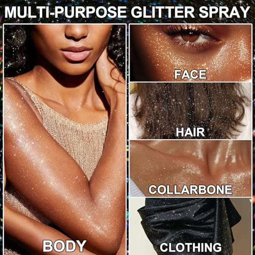 Rainbow Rain Glitter Spray - Long-Lasting Shimmer for Hair, Face, Clothing - 2.11oz