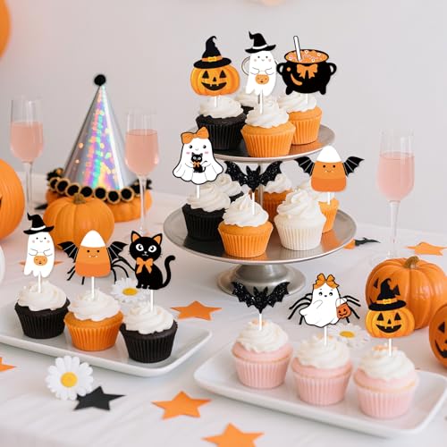Halloween First Birthday Banner & Ghost Cake Topper Set - Spooky Party Decorations