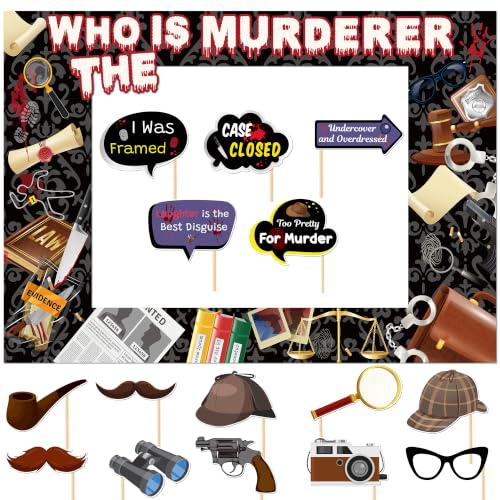 Detective Murder Mystery Photo Booth Props Set for Parties