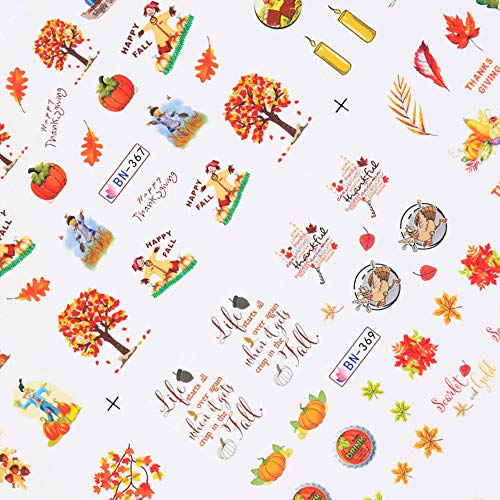 Fall Nail Stickers Autumn Maple Leaf Nail Art Decals - Thanksgiving Set A