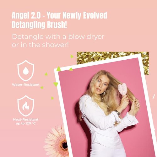 Tangle Angel Detangling Hair Brush - Anti-Static Angel Wing Design for Effortless Styling | Gloss Pink