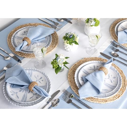 Solino Home 100% Linen Table Runner White 14x108in Classic Hemstitch Variation 01