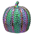 Iridescent Pumpkin Decoration - Halloween Festive Centerpiece, 10 Inch Ceramic