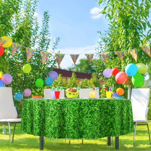 Soccer & Grass Party Tablecloths 84 Inch Disposable Circle Cover - 6 Pack