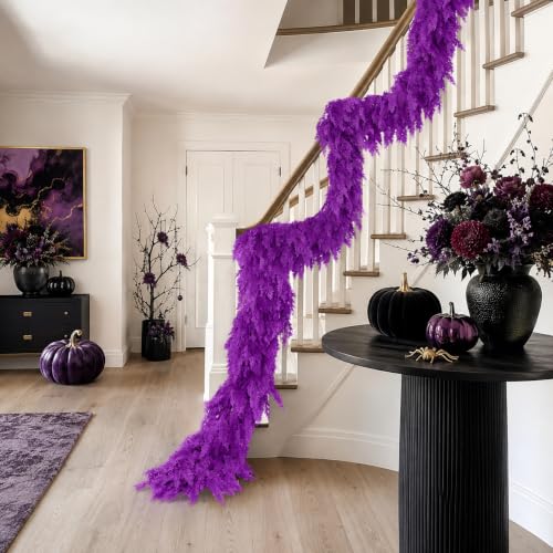 Purple Cedar Garland 9ft Artificial Christmas Decor for Indoor Outdoor | Reusable