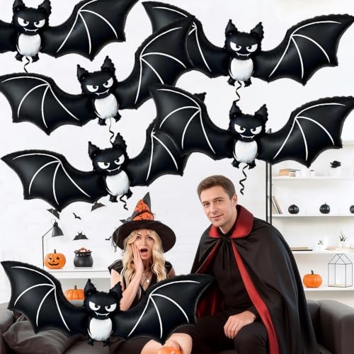 Pensar A 6 Pack Halloween Bat Balloons - Black Bat Balloon Decor for Party