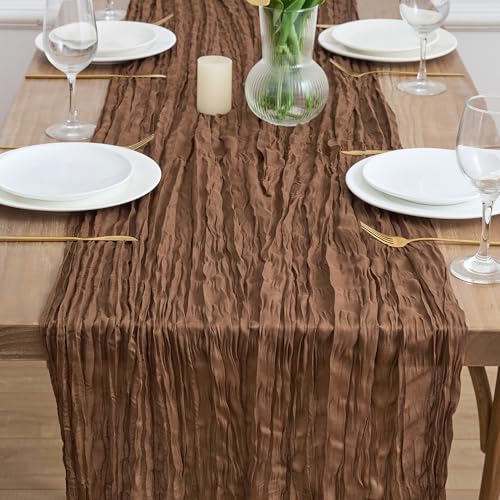 12 Pack Brown Cheesecloth Table Runner 10FT Fall Boho Wedding Home Decor