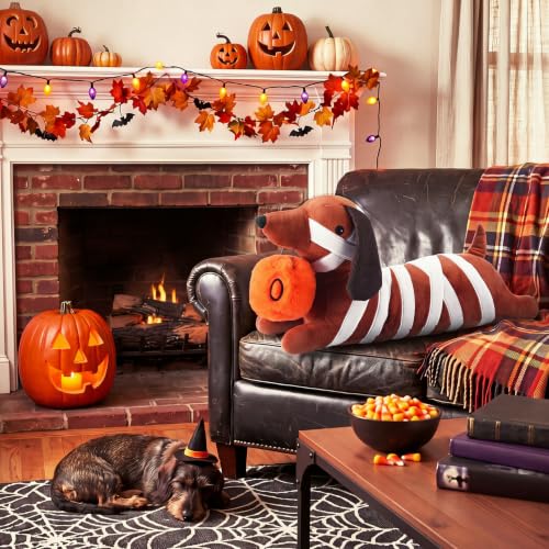 Halloween Mummy Dachshund Pillow - 19 Inch Cute Seasonal Decor - Variation of THIS listing