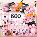 Pink Baby Shower Decorations Set - Halloween Ghost Theme, Cake Topper & Balloons