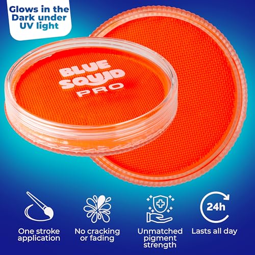 Neon Orange Face & Body Paint - Water Activated, 30g for Halloween & Cosplay