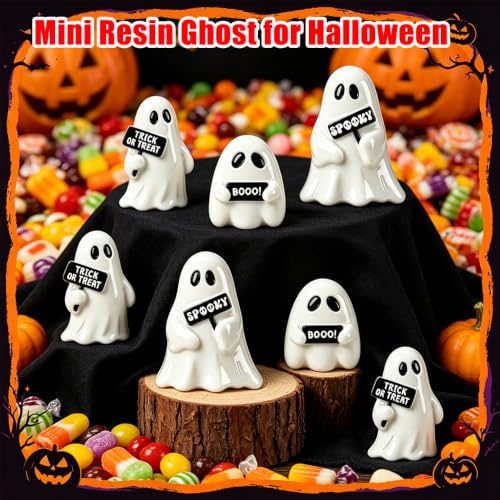 Mini Ghost Figurines Set - Halloween Decor 51 Pieces Cute Spooky Statues