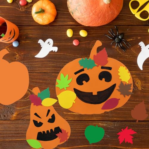 Halloween Foam Pumpkin Craft Kit with Leaves & Rhinestones - 30 Pieces