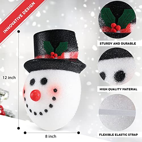 Snowman Head Porch Light Cover Set - 11 Inch Christmas Holiday Decor, 2 Pack