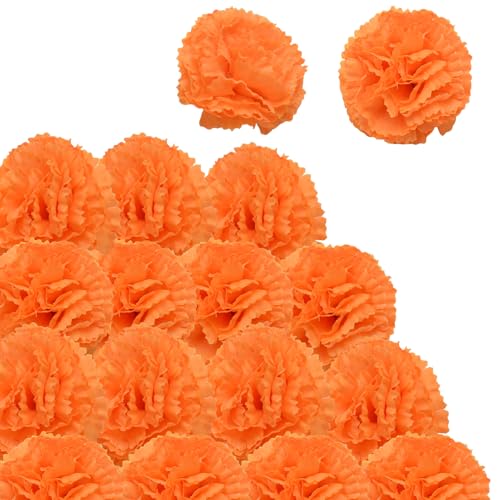 24PCS Artificial Orange Marigold Flower Heads - Decorative Faux Flowers Set