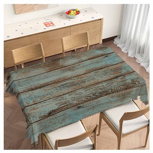 70 x 52 Inch Rustic Barn Wood Tablecloth for Indoor and Outdoor Dining - Washable, Non-Fading, Elegant Butterfly Edges