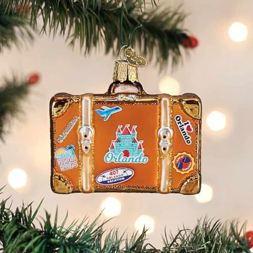 Glass Blown Christmas Ornament - Orlando Suitcase Holiday Decoration