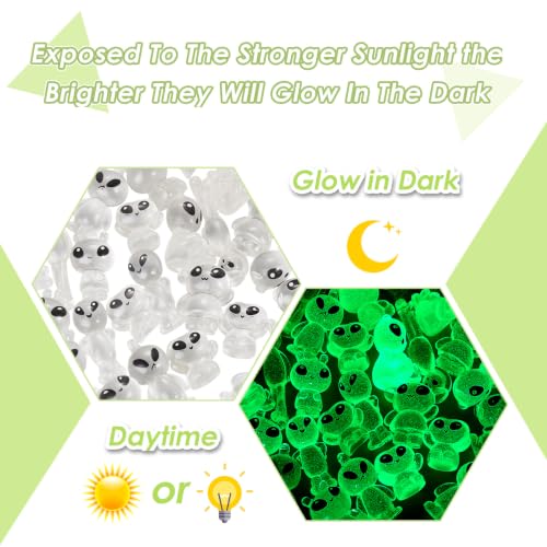 Glow in The Dark Clear Alien Miniature Figures - Tiny Resin Decor Set