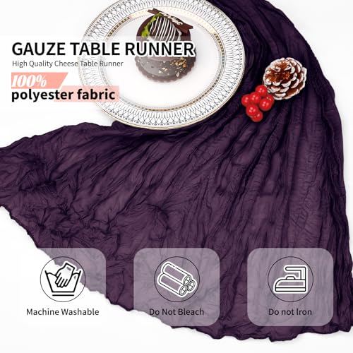 Dark Purple Cheesecloth Table Runner 12 Pack 21.5x120 Inch - Elegant Party Decor