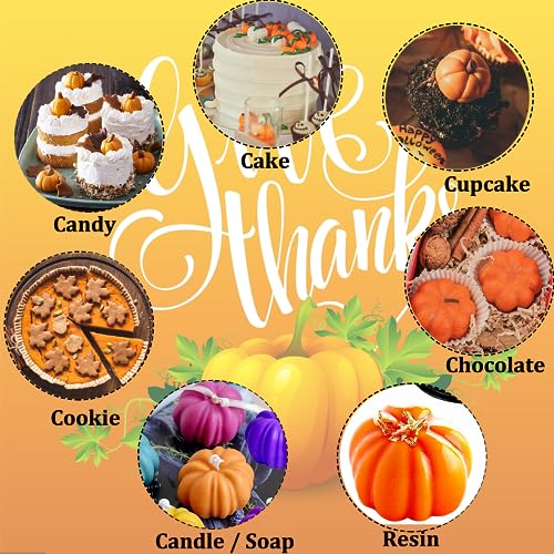 Pumpkin Silicone Mold Set - 7 Cavity Fall Thanksgiving Halloween Baking Molds - 2 Pieces