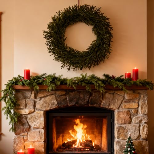 24-Inch Norfolk Pine Artificial Wreath - Christmas Door Decor, Fluff & Customize