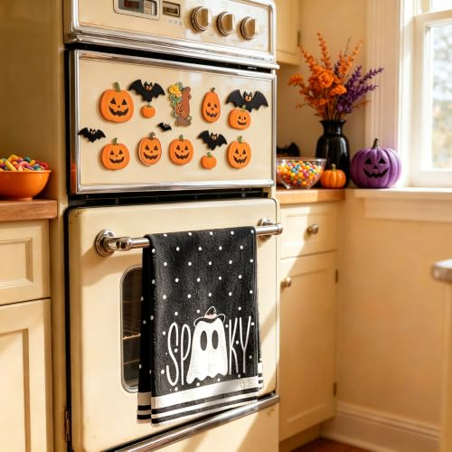 Halloween Kitchen Towels Black Ghost Set - Spooky Home Decor, 18x26 Inches