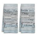 Funny Bathroom Rules Hand Towels Set of 2 - Classic Style Rustic Farmhouse Decor