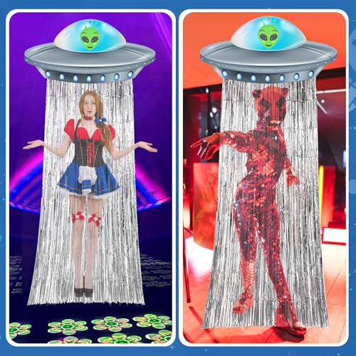 Simgoing Alien Birthday Party Door Curtain Decorations Silver - Alien Theme Decor