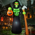 8FT Tall Halloween Inflatable Grim Reaper Skeleton Ghost with Lightshow - Waterproof Yard Decoration