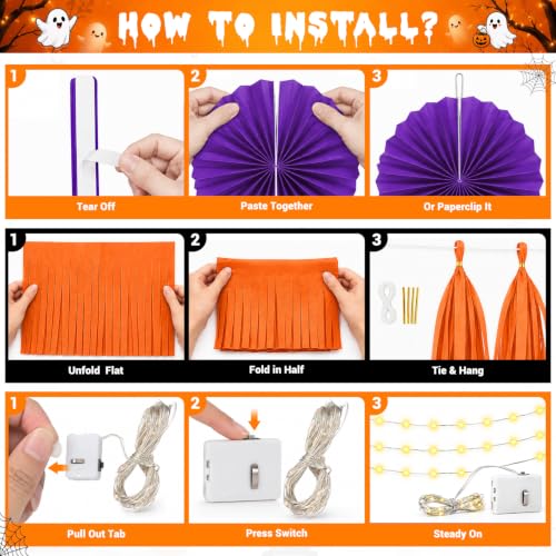 Halloween Car Decorations Kit - Trunk or Treat Party Accessories with Balloons & Lights