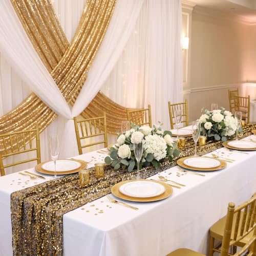 Black Gold Sequin Table Runner 25x120 Inch for Wedding & Party Decor - Variation of THIS listing