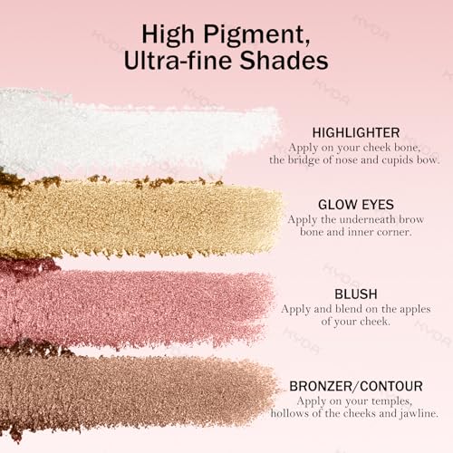 KYDA 4-In-1 Glow Face Palette - Shimmer Eye & Cheek Makeup Set, 4 Colors