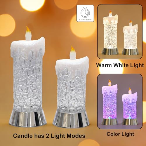 8.65-Inch Lighted Acrylic Flameless Candle Swirling Glitter Globe - Figurine