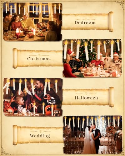 Yellow Flameless Floating Candles with Wand Remote - 12 Pcs Halloween Decor