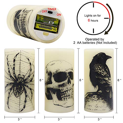 Eldnacele Skull Halloween Flameless Candles with 6H Timer - Creepy Decor